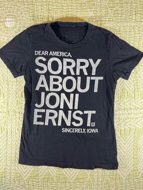 GUC Iowa Raygun Women’s Black Tee - Sorry About Senator Joni Ernst